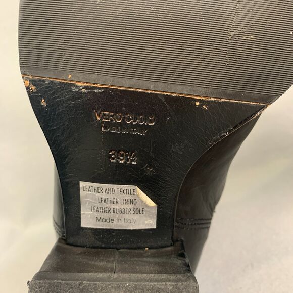 Sesto Meucci Black Leather Sock Boots 39.5 Pointed Toe Block Heel Avant Garde - Picture 5 of 9